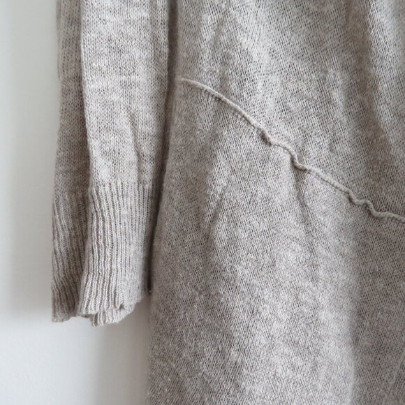 WHITE + WARREN Linen Knit Open Front Hooded Cardigan in Oatmeal Beachy Coastal - Picture 4 of 12